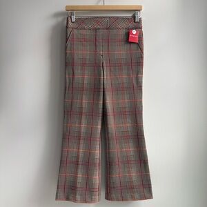 Spanx Perfect Fit Kick Flare Ankle Pant in Orange Pop Plaid Jacquard Small